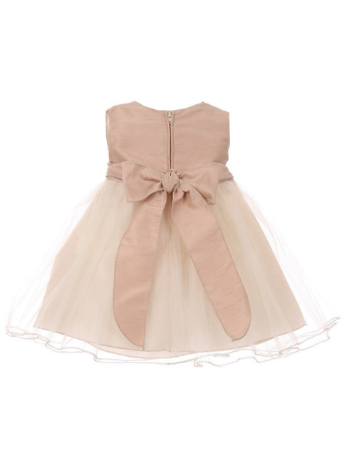 Kids Dream Baby Girls Vintage Rose Satin Tulle Classic Flower Girl Dress 6-24M - SophiasStyle.com